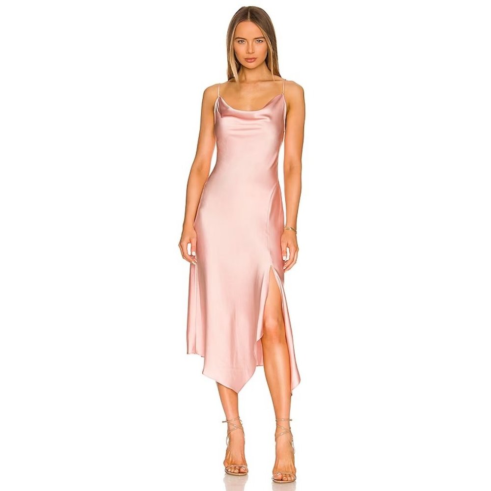 Jonathan SIMKHAI Nellie Slip Satin Midi Dress in Rose Quartz Size US 2 - Picture 1 of 12